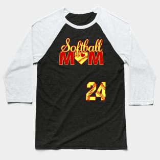 Softball Mom #24 Softball Jersey Favorite Player Biggest Fan Heart Baseball T-Shirt